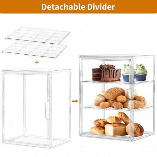 Image of Bread Box for Kitchen Countertop, 3 Layers Pastry Display Case, 2 Pack