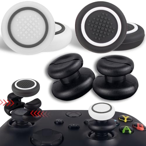 PlayRealm 2 x Daumenstick-Verlängerung und Daumengriff für Xbox Serie und Xbox One Controller (Schwarz / Weiß)
