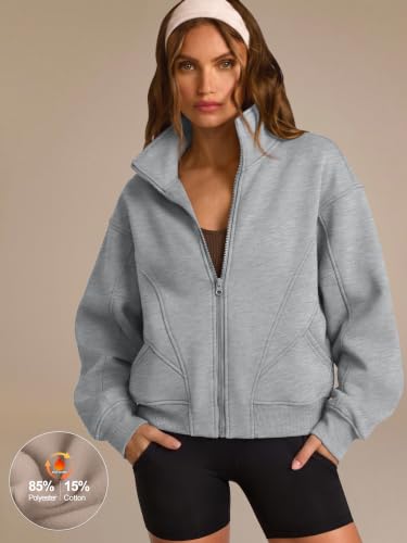 Women's Zip Up Sweatshirts 2026 Y2k Oversized Fleece Collar Jacket - image 4
