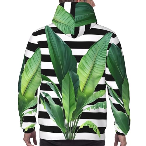 Men'S Hoodies Pullover Green Palm Leaf Print Hooded Sweatshirt Long Sleeve Hoodie Casual Tops With Pocket 6