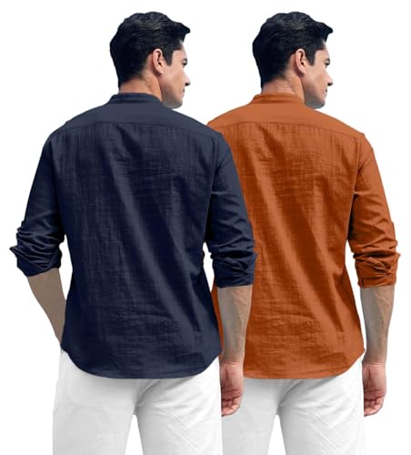 Image of Zombom Men's Kurta || Chinese Collar Long Sleeves || Straight Hip Length Kurtas || Short Kurta for Men || for Festival || Function || Occasion Wear Fancy Kurta for || Best Gifts for Men