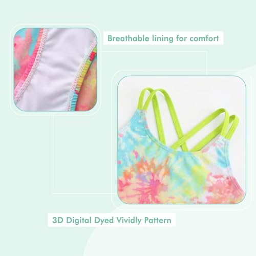 Image of Moon Tree Girls One Piece Swimsuits, Adjustable Double Straps Bathing Suits for Kids Girls Hawaiian Swimwear 3-16 Years