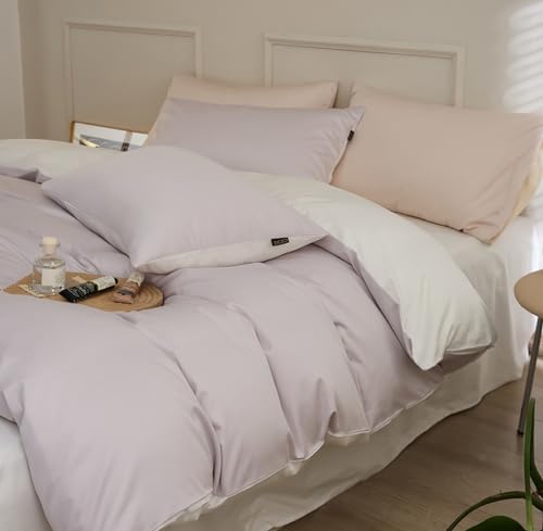 Literie d'hôtel haut de gamme et parure de lit violet blanc design - 4