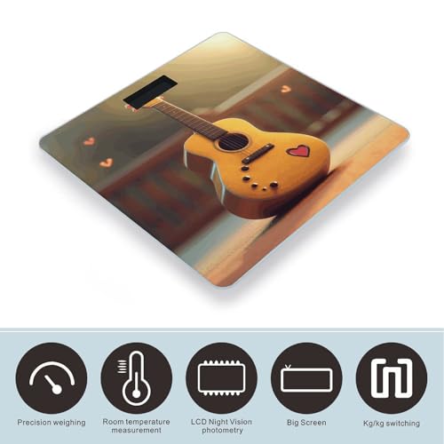 Báscula digital Cute Guitar de vidrio templado para baño miniatura 3