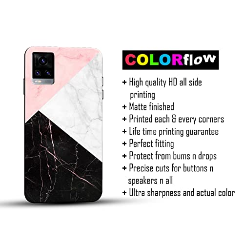 Image of COLORflow Back Cover Compatible with Vivo V20 | Beautiful Black White Pink Marble | Designer Printed Hard CASE Bumper Back Cover Compatible with Vivo V20