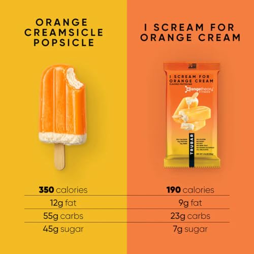 Image of TRUBAR Vegan Protein Bar, I Scream for Orange Cream, Gluten Free, Plant Based Protein, Dairy Free, Non GMO, Soy Free, No Sugar Alcohols, 12G Protein, 13G Fiber, Healthy on the Go Snack Bars, 12 CT