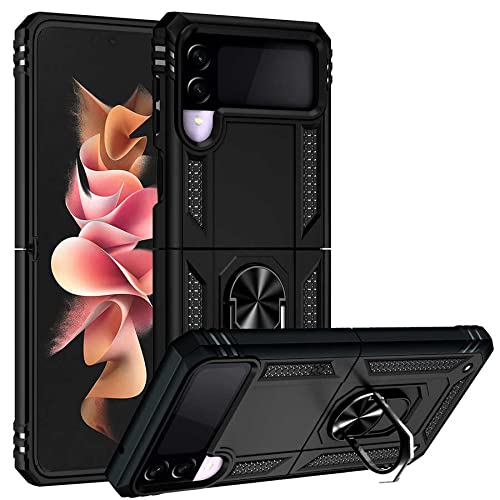 Zore Galaxy ile uyumlu Z Flip 3 Kılıf Vega Kapak Siyah