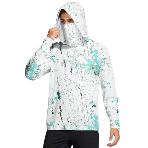 Mens Long Sleeve Sun Protection Shirts Uv Casual Summer Hooded Shirt Fishing Blouses Lightweight