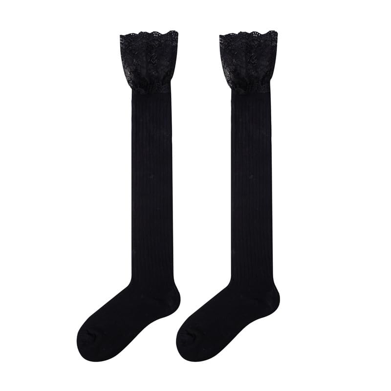 6 pares de calcetines por encima de la rodilla, calcetines hasta la rodilla, calcetines altos hasta la rodilla para mujer, calcetines hasta la rodilla para niña, cosplay, uso diario, color negro,