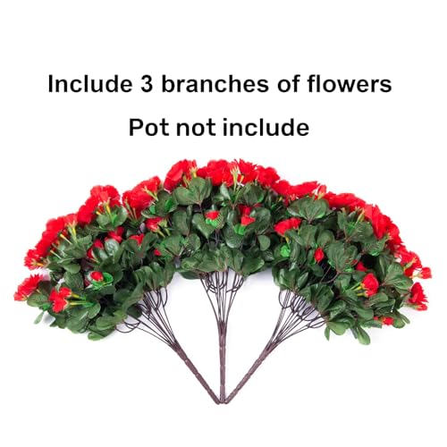Hoppwodd Artificial Fake Outdoor Flowers Plants for Spring Home Decoration, Faux Silk Red Camellia UV Resistant Realistic Look Real for Planter Outside Front Door Porch Patio Balco image 3