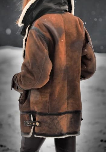 loveimgs Women Winter Long Suede Jacket Sherpa Fleece Oversized Faux Leather Jacket Moto Zip Warm Shearling Coat3
