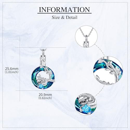 MONGAS Hummingbird/Turtle/Cat/Sloth/Cardinal/Phoenix Urn Necklace for Ashes for Women 925 Sterling Silver Cute Animal Cremation Jewelry Remembrance Gift for Loss3