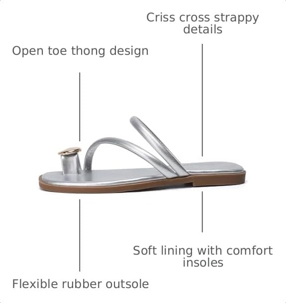Stratuxx Kaze Women's Toe Ring Flat Sandals Open Toe Loop Dressy Thong - image 3