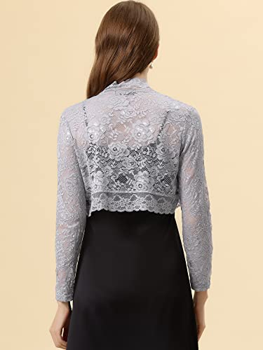 Image of Allegra K Women's Elegant Crop Cardigan Sheer Floral Lace Bolero Shrug Top