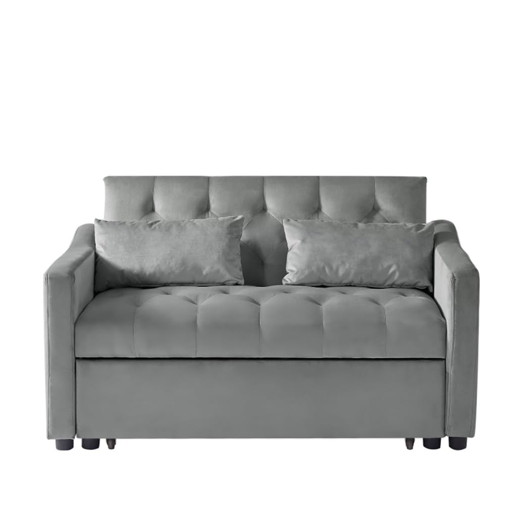 Grey Velvet Sofa Bed Suitable for Living Rooms Apartments and Bedrooms