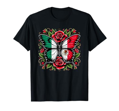 Mexican Independence Day Tee | Mexico Butterfly Flag Women's T-Shirt