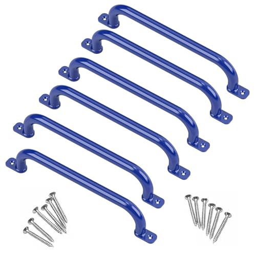 Image of 48cm Long Metal Playground Safety Handle Monkey Bars for Kids Backyard (Pack of 6), Jungle Gym for Indoor Outdoor Playground Playset Handle Accessories for Playhouse, Blue