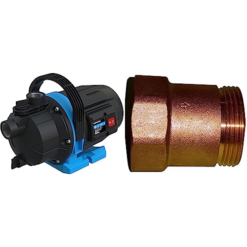 Güde Gartenpumpe GP 6035 (600 W, max. Fördermenge 3200 l/h, Ansaughöhe bis 7 m, Anschlussgewinde 1“ IG, Jet-Pumpe zur Gartenbewässerung) & Metabo Rückschlagventil Messing 1“ (628803000)
