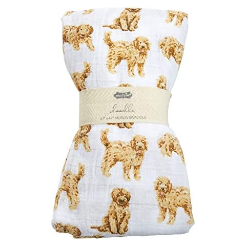 Mud Pie Golden Doodle Print Baby Swaddle Blanket, 47" x 47" Cover
