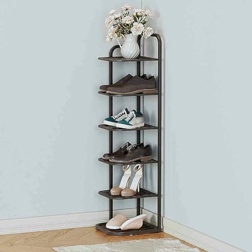 Étagère à chaussures à plusieurs niveaux ouverte et meuble métallique fin