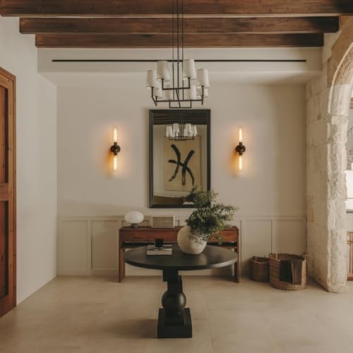 Image of Pathson 2 Lights Cylinder Glass Wall Sconce, Set of 2 Hardwired Wall Vanity Lights with Double Tube Glass, Vintage Aluminum Wall Lamp Decor for Bathroom Mirror Living Room Bedroom Fireplace Staircase