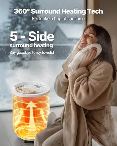 VEVOR Towel Warmers for Bathroom, Towel Warmer Bucket Auto Shut Off for Spa Fits up to 3 Oversized Towels, Blankets, Clothes, Bathrobes, PJ's and More