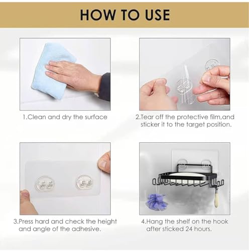 Image of Soap Holder for Bathroom, 304 Grade Stainless Steel Self Adhesive Wall Mounted Soap Tray with 4 Hooks, Soap Dish Case Waterproof, RustProof, Quick Drying (Black)