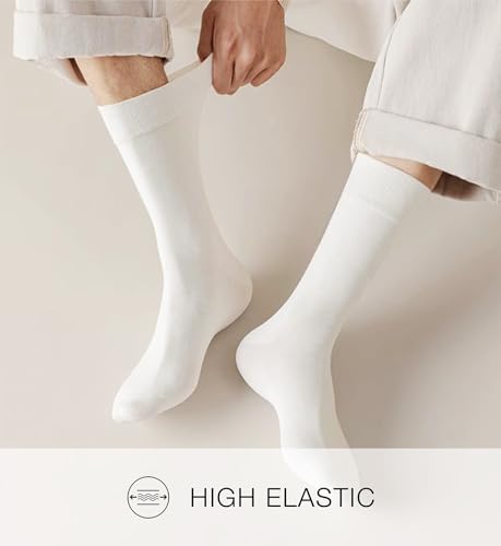 DOKUTOKU 3-12 Pack Mens Crew Socks Size 10-13 Cotton LightWeight Thin Casual Long Calf Socks3