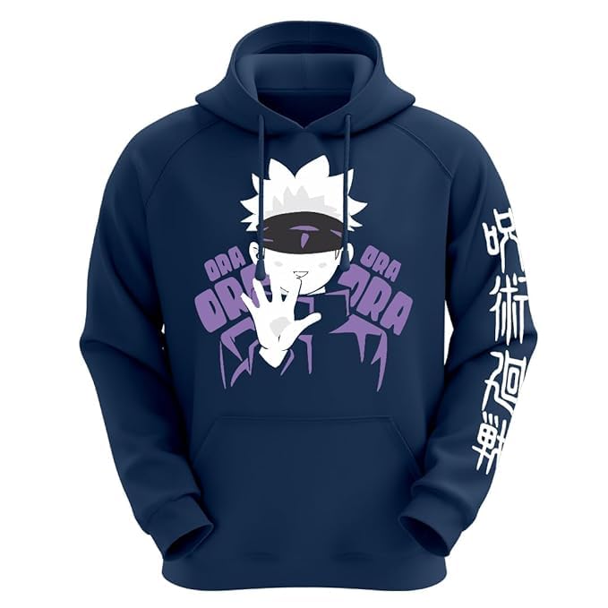 DUDEME Fuda : Jujutsu Kaisen Ora Ora Gojo Satoru Men & Women Cotton Anime Printed Hoodies