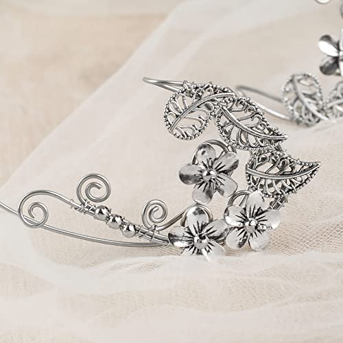 Elven Ear Cuffs for Women, Handmade Elf Fairy Earrings Cuff Wrap Clip-on Filigree Earrings for Fantasy Fairy Halloween Costume, Cosplay, Wedding, Handcraft (Silver)4