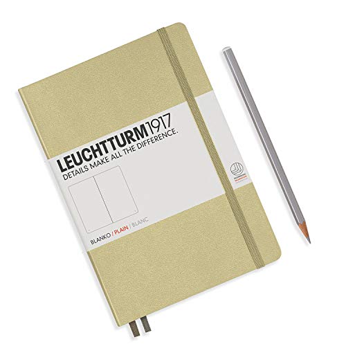Image of LEUCHTTURM1917 - Notebook Hardcover Medium A5-251 Numbered Pages for Writing and Journaling (Sand, Plain)