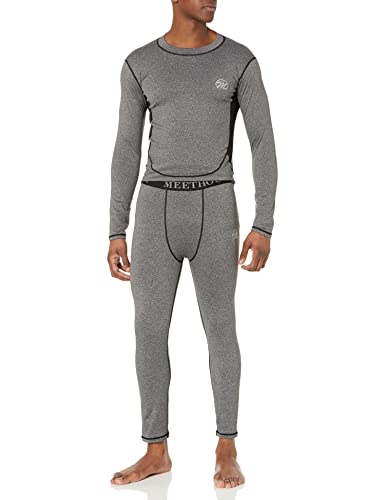 Men’s Thermal Underwear Set, Compression Base Layer Sports Long Johns Fleece Lined Winter Gear Running Skiing