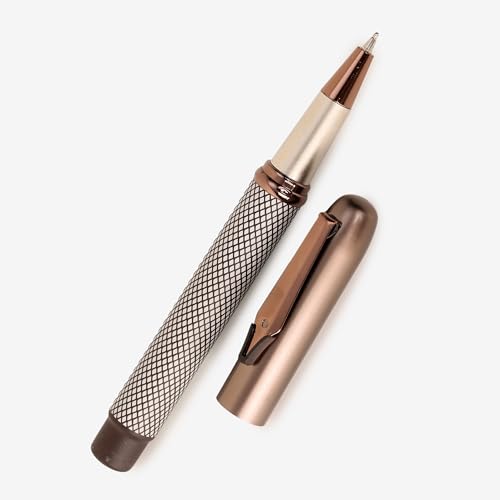 Image of 20651 Luxury Roller Ball Pen Coffee & Rani Check Color Metal Body with Magnetic Auto Closer Cap & Nib Shape Clip, Pen for Men & Women with High End Gift Box.