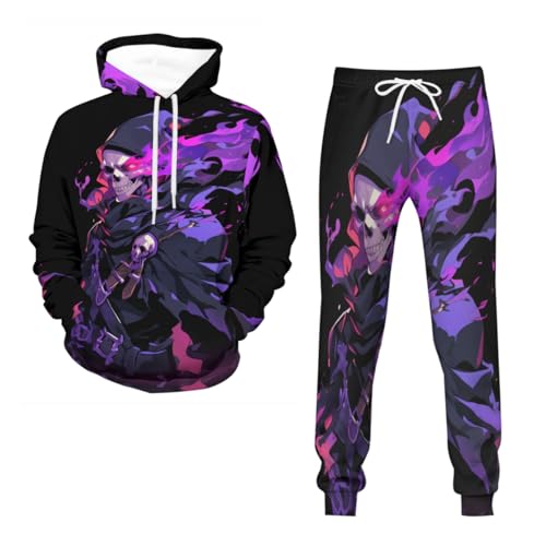 Survêtement homme de sport animaux squelettes ensemble jogging noir 3XL