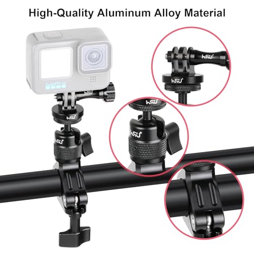 Image of HSU Bike Handlebar Mount for GoPro, 0.31-1.38 inch 360 Rotation 1 /4-20 Ball Joint Seat Post for GoPro Hero 12 /11 /10 /9 /8 /7 /6 /5 /4, DJI Osmo Action AKASO Insta360 and Other Action Cameras