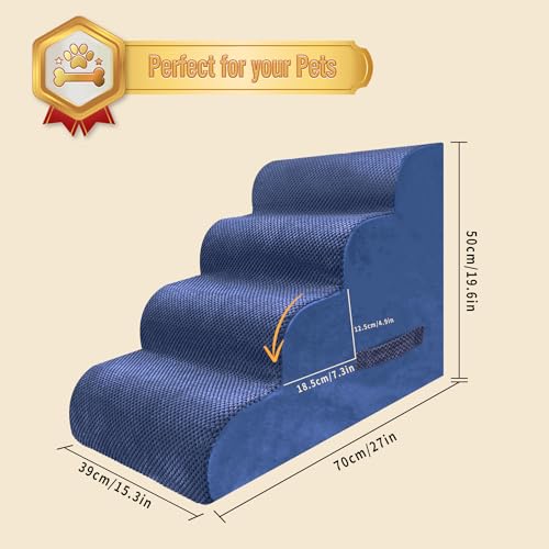 PAWSCART-Dog-Stairs-for-Small-Dogs-196-H-with-30D-Material-Soft-Foam-Pet-Stairs-for-Dog-Portable-Ramp-Non-Slip-Stairs-for-Couch-and-High-Bed-Climbing-4-Step-Dog-Stairs-for-Dog-or-Cat-Blue PAWSCART Dog Stairs for Small Dogs 196 H with 30D Material Soft Foam Pet Stairs for Dog Portable Ramp Non Slip Stairs for Couch and High Bed Climbing 4 Step Dog Stairs for Dog or Cat Blue