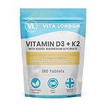 Vitamin D3 4000 iu & Vitamin K2 MK7 100μg Tablets | with Added Magnesium Glycinate | High Strength VIT D Supplement | 180 Tablets (Not Capsules or Gummies) for Men & Women