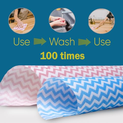 Image of Non-Woven Kitchen Towel Roll | Red | 80 Pulls | Washable, Eco-Friendly, Disposable Cleaning Towels for Home, Office, and Kitchen Use | Soft & Highly Absorbent