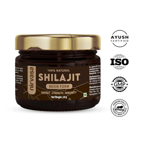 Nirvasa Pure & Original Himalayan Shilajit/Shilajeet Resin 20g | 100% Natural with 70% Fulvic Acid & 84+ Trace Minerals | Boosts Energy, Stamina, Strength & Immunity | 200-500 mg/Serving – Pack of 1