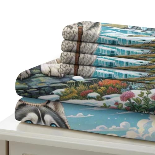 Parure de lit Husky sibérien 3D pour habiller votre lit de douceur et d'évasion grand format