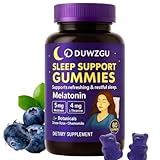 DUWZGU Sleep Gummies for Adults – Melatonin, L-Theanine, Chamomile & Lemon Balm – Berry Flavor – Vegan, Non-GMO – 60 Nighttime Gummies for Restful Sleep – Delicious, Gentle, Natural Support
