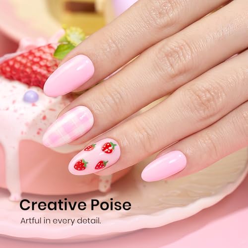 Image of Beetles Pink Gel Polish - Strawberry Cream 15ML /0.51Fl Oz, Light Pink Gel Nail Polish, Color-Matched Bottle, Soak-Off UV LED, Long-Lasting Holiday & Summer Nails Art for DIY Beginners & Salon Pros