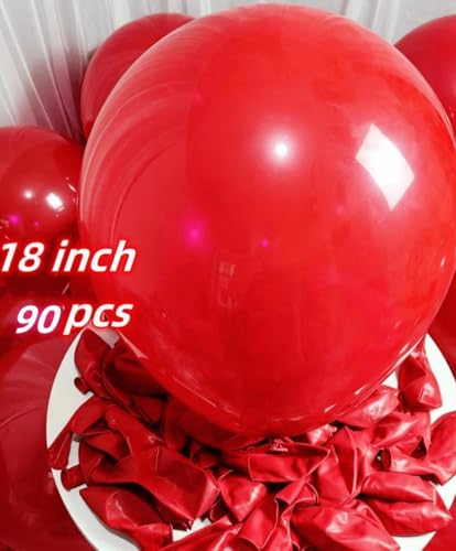 Image of 90 Pack Red Balloons 18 inch Red Latex Party big Balloon Bulk for Various Party Events Decorations