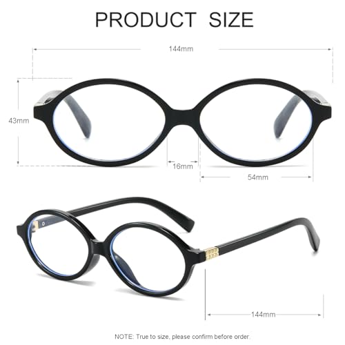 Image of JOVAKIT Retro Oval Blue Light Blocking Glasses for Women Vintage Fashion 90s Small Oval Frame Eyeglasses