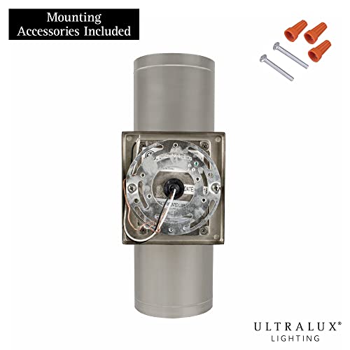 Ultralux 12 Inch Modern Led Up And Down Wall Light, Outdoor Wall Sconce Front Door Light Fixture, 2000 Lumen Outdoor Sconce 30 Watt Outside Lights For House 3000K Brushed Nickel Exterior Light Fixture #TOP6