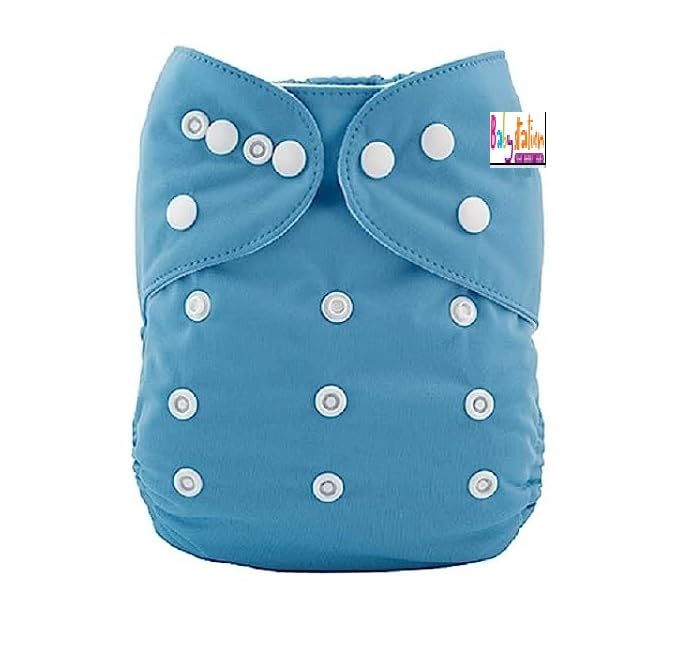 Baby Station Proof cloth diapers for babies 0 to 3 years high absorbent 1 reusable diaper 1 insert pad pack washable diapers free size 5-16kg adjustable pocket cover liners 22 (Blue)-image-41