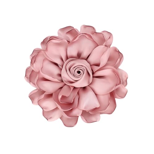 Image of Extra Large Satin Fabric Flower Brooch for Women Elegant Rose Camellia Floral Brooch Pin Handmade Big Satin Fabric Flower Statement Brooch Pin Vintage Clothing Hat Bag Accessories Christmas Wedding Bridal Birthday Jewelry