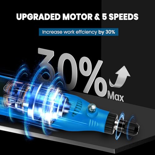 Image of HARDELL Mini Cordless Rotary Tool - 3.7V Portable Power Tool with 43 Accessories, 5-Speed Adjustable, Type-C Charging for Sanding DIY Crafting, Jewelry Polishing, Detail Work