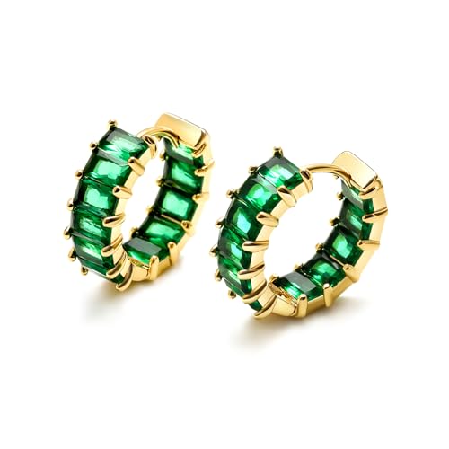 MESOVOR Creolen Ohrringe mit Zirkonia für Damen, 18 Karat Vergoldete...