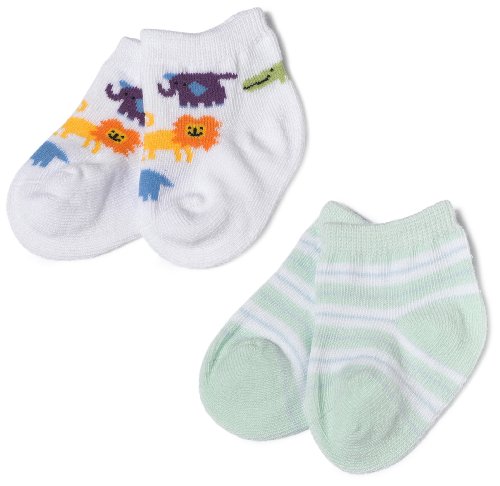 Jefferies Socks Baby Boys' Country Kids Sweet Feet Safari Bootie in Hanger Bag, White and Apple, 3-12 Months